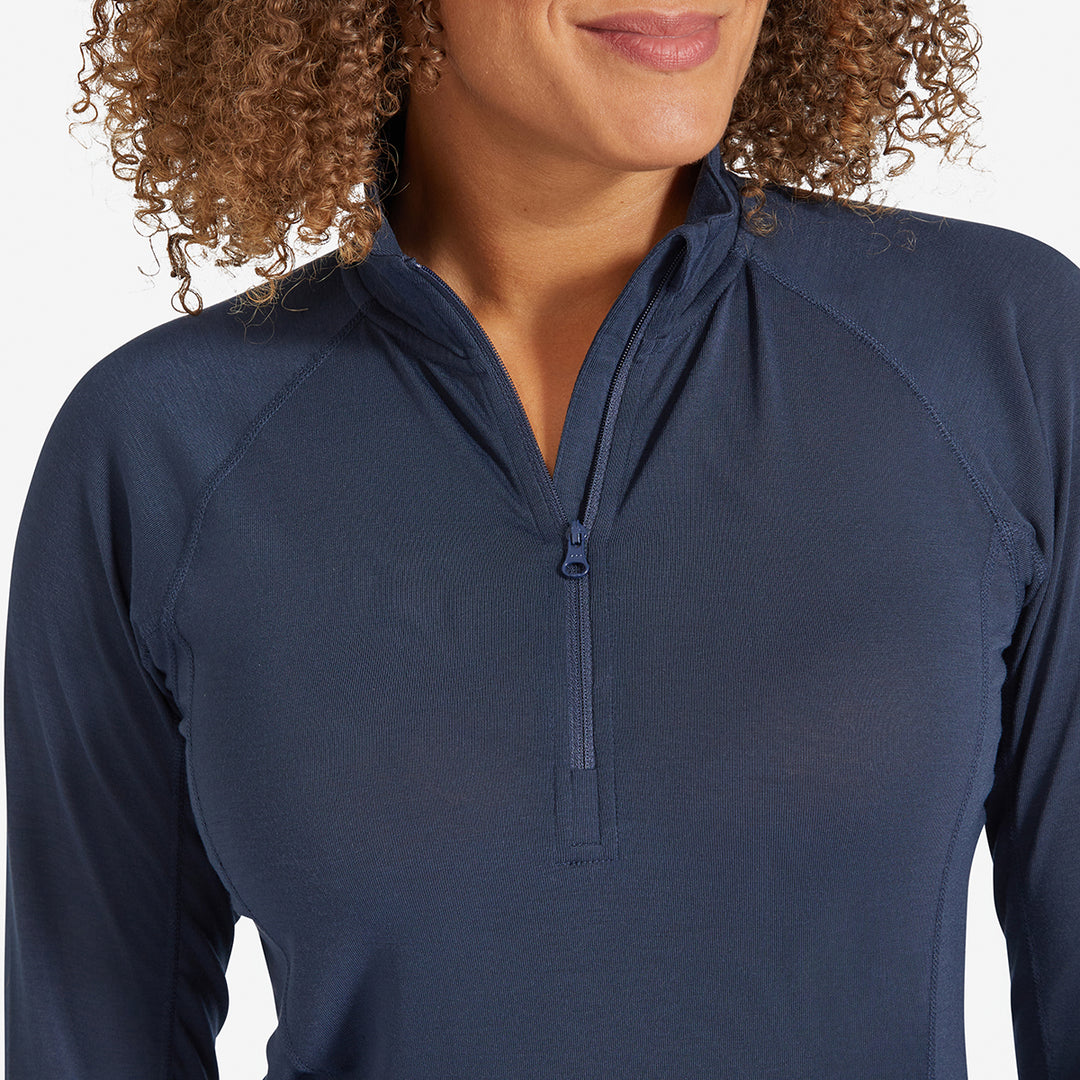 Women's Eden Gardening Zip-Neck Top - Marine Blue