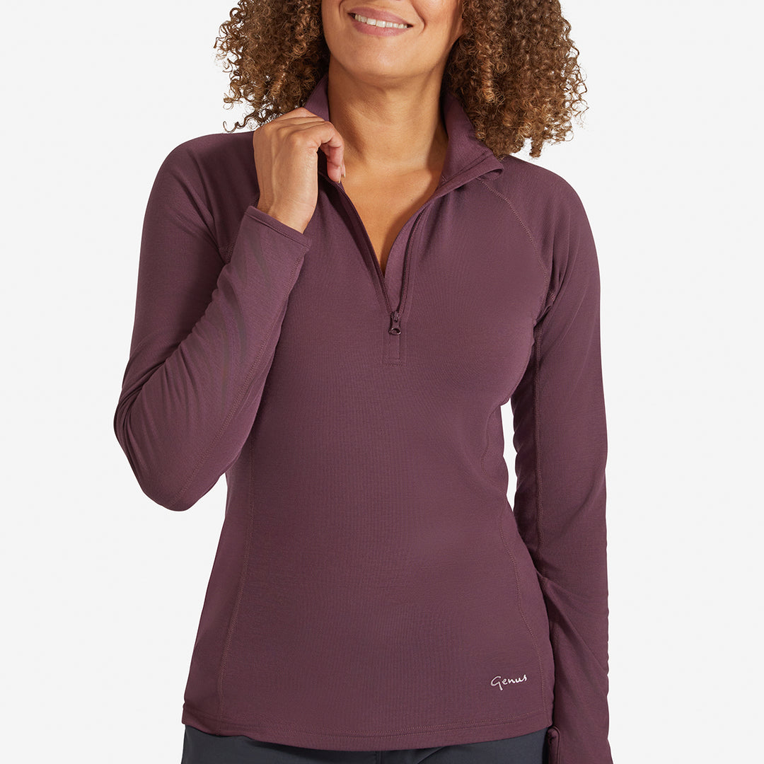 Women's Eden Gardening Zip-Neck Top - Prune Damson