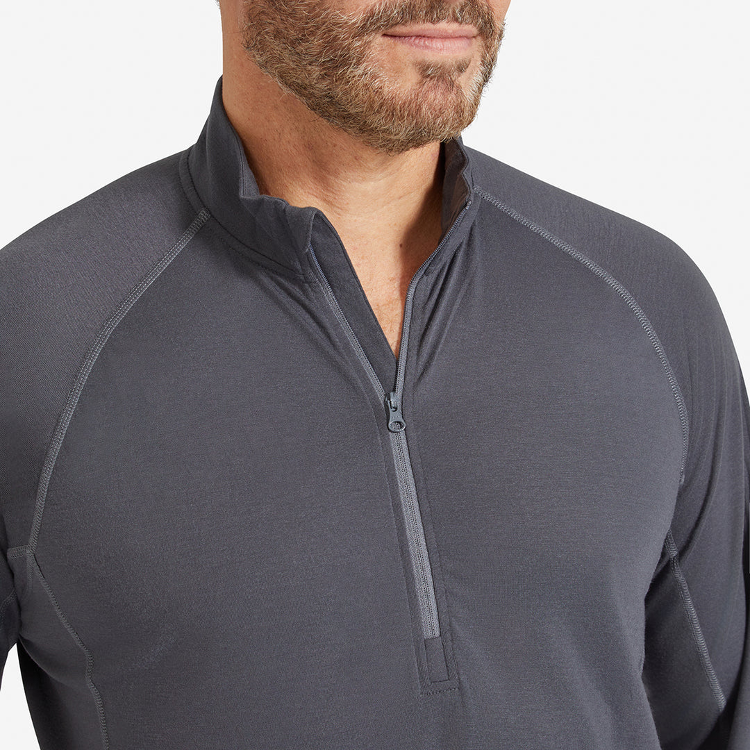 Men's Eden Gardening Zip-Neck Top - Charcoal