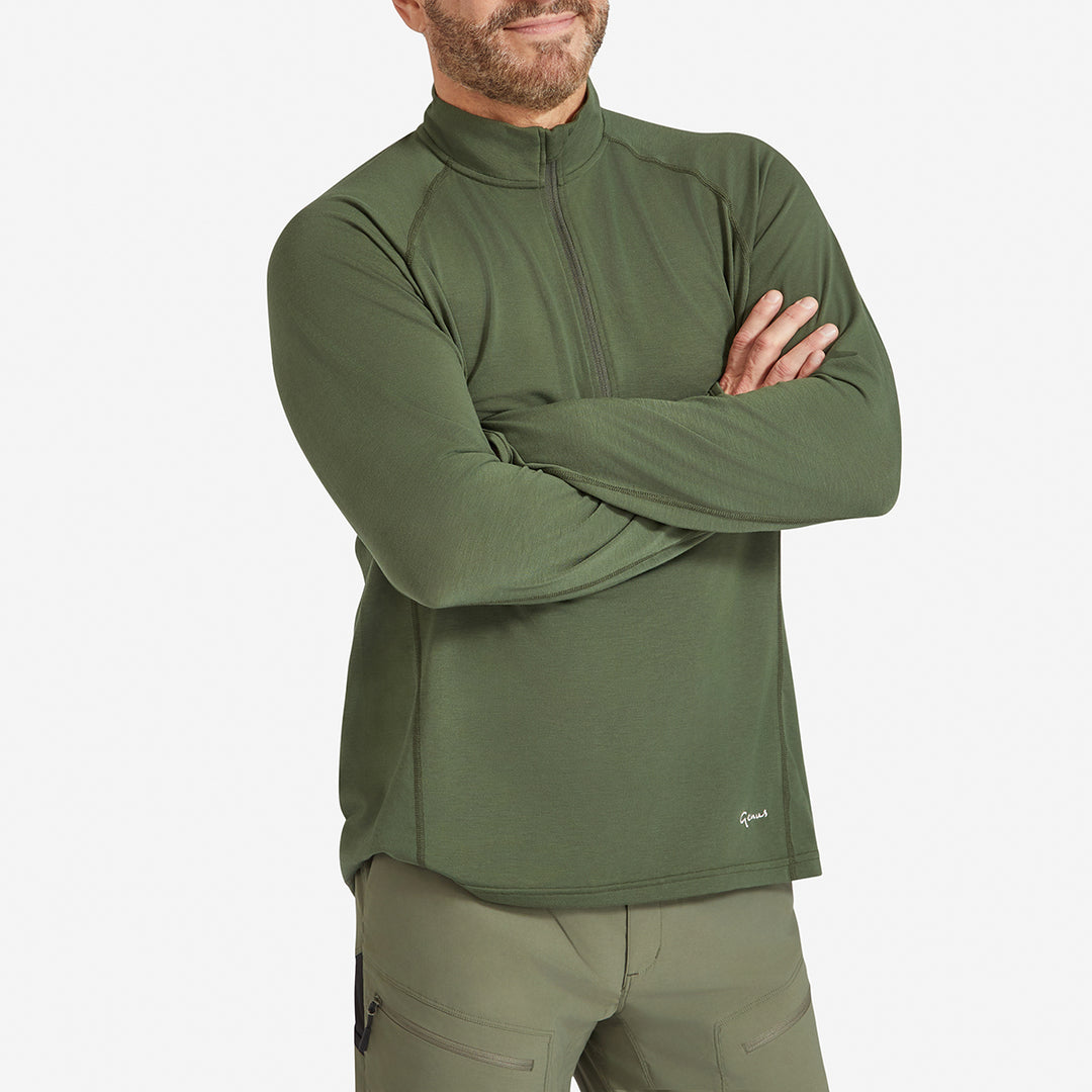 Men's Eden Gardening Zip-Neck Top - Dark Green