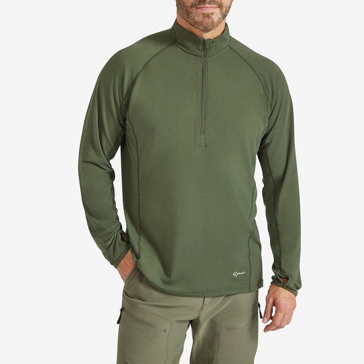 Men's Eden Gardening Zip-Neck Top - Dark Green