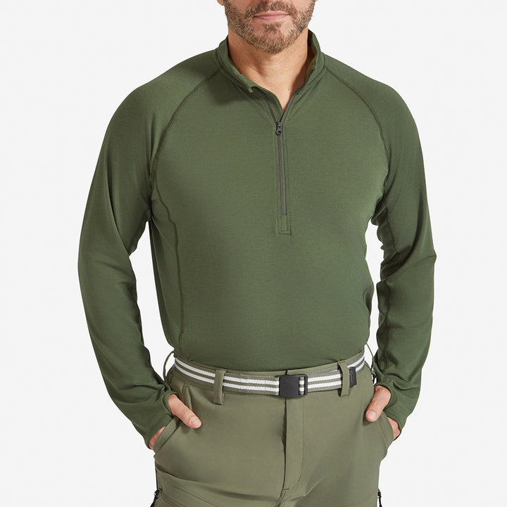 Men's Eden Gardening Zip-Neck Top - Dark Green