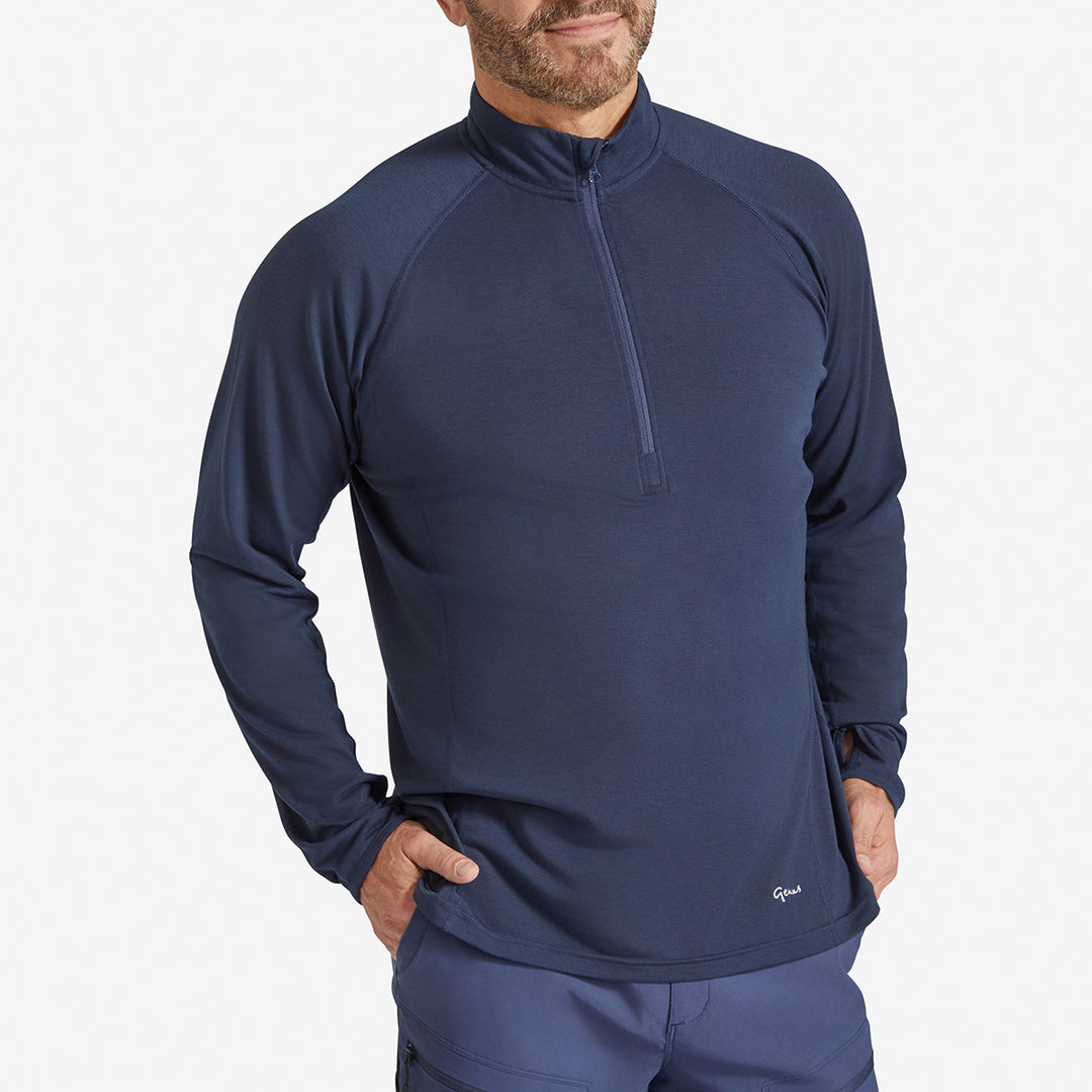 Men's Eden Gardening Zip-Neck Top - Marine Blue